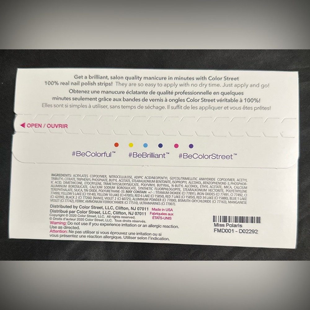 3/$25 COLOR STREETNAIL POLISH STRIPS “MISS POLARIS”-BRAND NEW SEALED IN PACKAGE - Picture 7 of 7